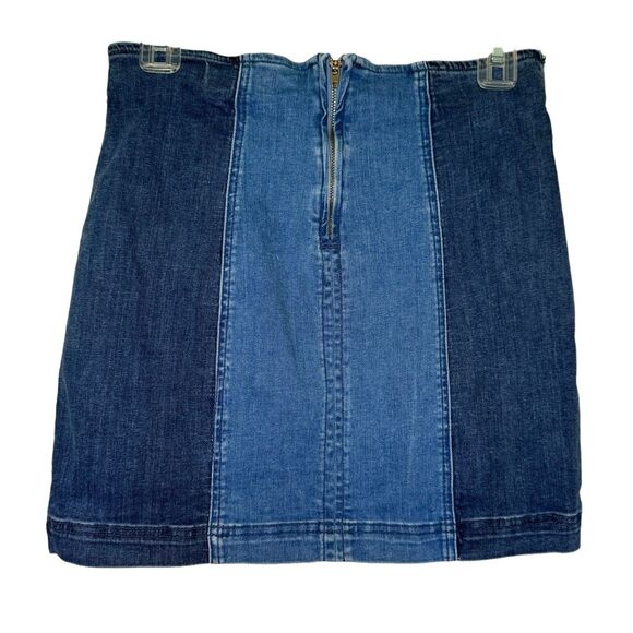 PACSUN woman's size 27 contrast color block denim stretch mini skirt - Picture 2 of 7